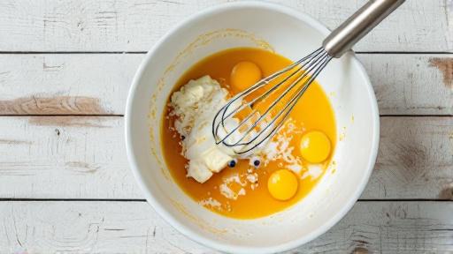 Mixing wet ingredients in a bowl
