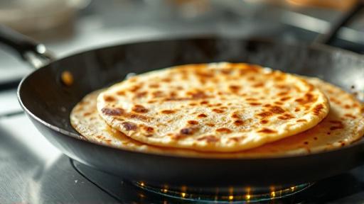 Warm tortillas on skillet